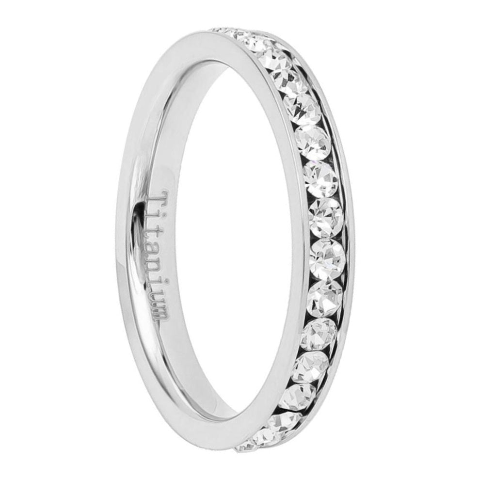 Titanium Women's Wedding Band with Cubic Zirconia
