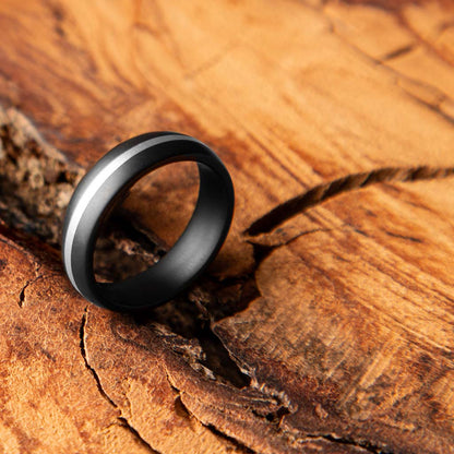 Alliance Eclipse en diamant noir avec incrustation de platine