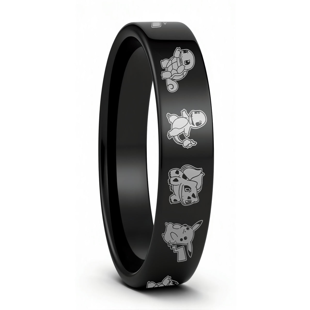 One Pokemon Black Tungsten Women's Wedding Band displayed on a plain white background
