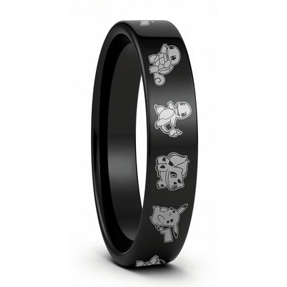 One Pokemon Black Tungsten Women's Wedding Band displayed on a plain white background