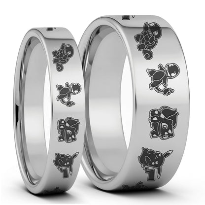 One Pokemon Tungsten Couple's Matching Wedding Band Set displayed on a plain white background