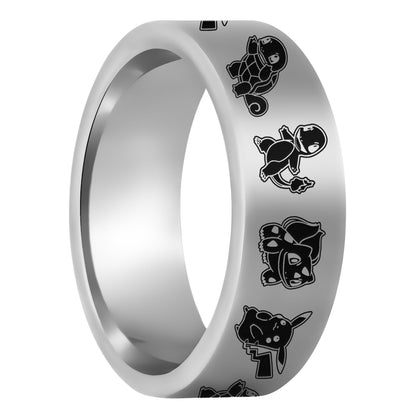 One Pokemon Tungsten Men's Wedding Band displayed on a plain white background