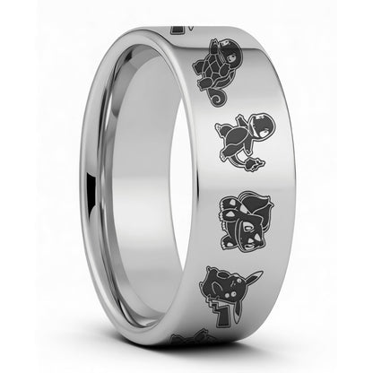 One Pokemon Tungsten Men's Wedding Band displayed on a plain white background