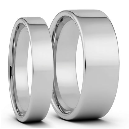 Ensemble d'alliances assorties pour couple en tungstène poli