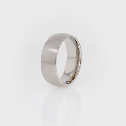 Domed Brushed Titanium Men's Wedding Band
