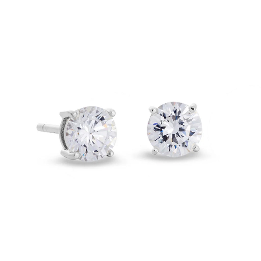 Prong Set Round Simulated Diamond Earrings
