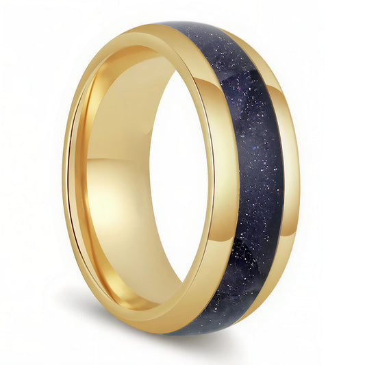 Purple Galaxy Inlay Gold Tungsten Men's Wedding Band