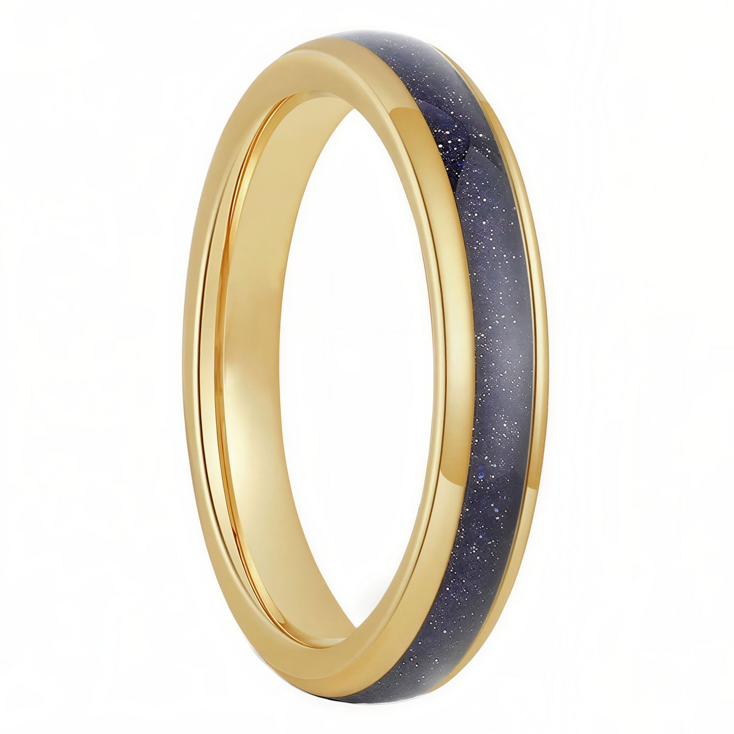 Purple Galaxy Inlay Yellow Gold Tungsten Women's Wedding Band