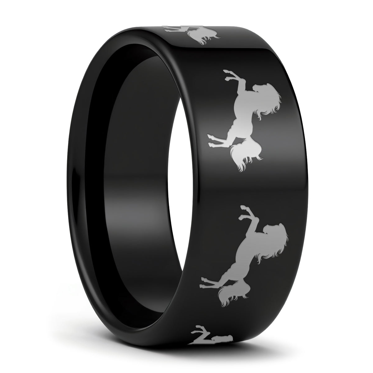 Rearing Horse Tungsten Men's Wedding Band