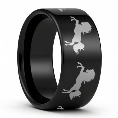 Rearing Horse Tungsten Men's Wedding Band