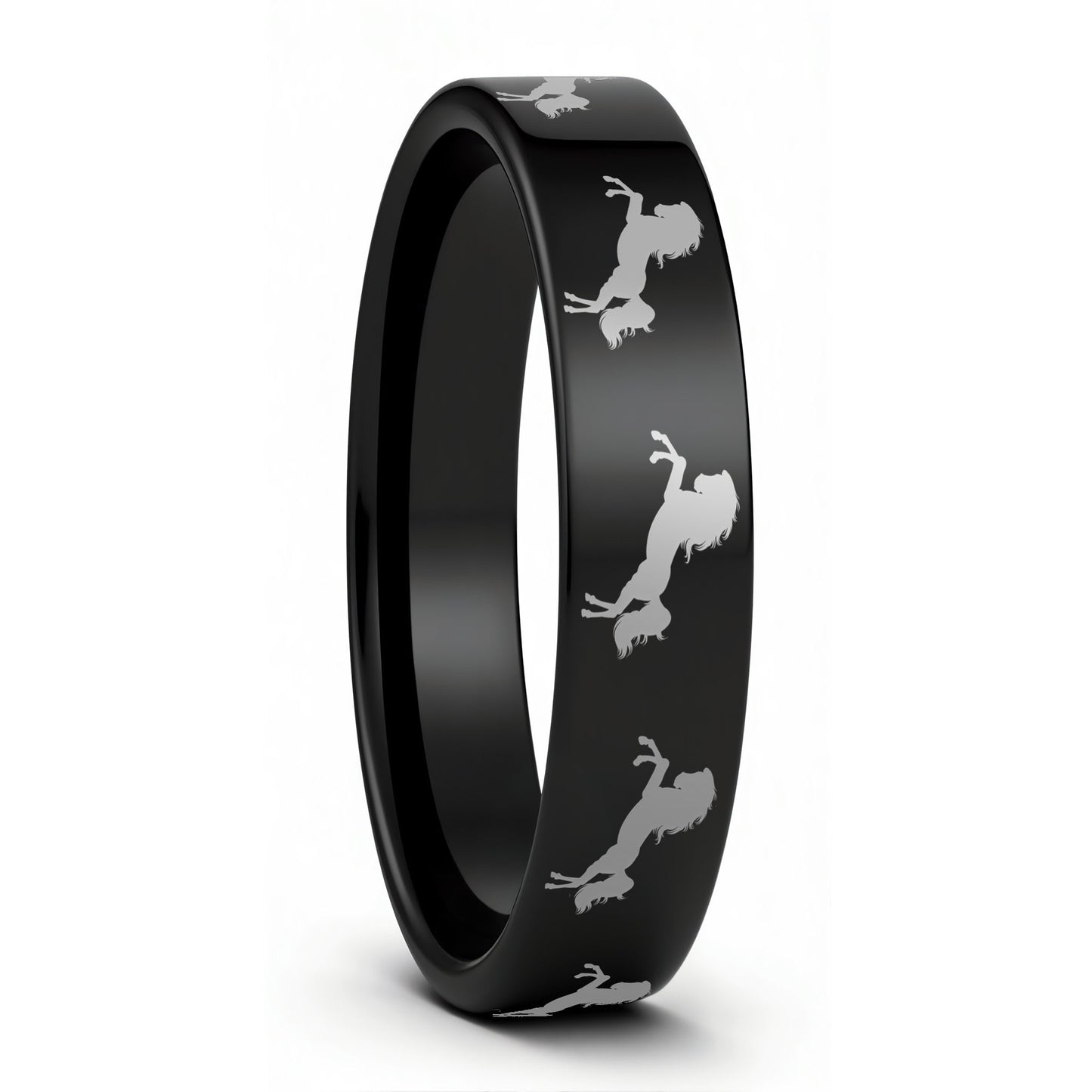 Rearing Horse Tungsten Men's Wedding Band