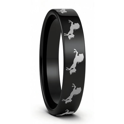 Rearing Horse Tungsten Men's Wedding Band