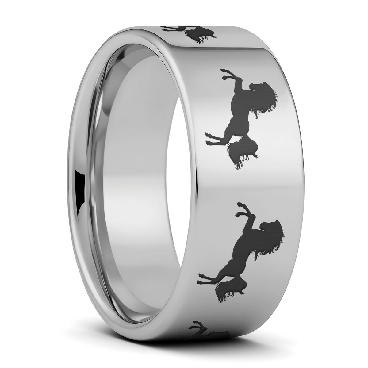 Rearing Horse Tungsten Men's Wedding Band