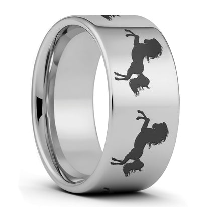 Rearing Horse Tungsten Men's Wedding Band