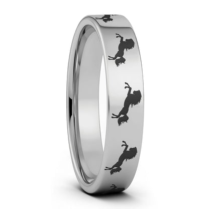 Rearing Horse Tungsten Men's Wedding Band