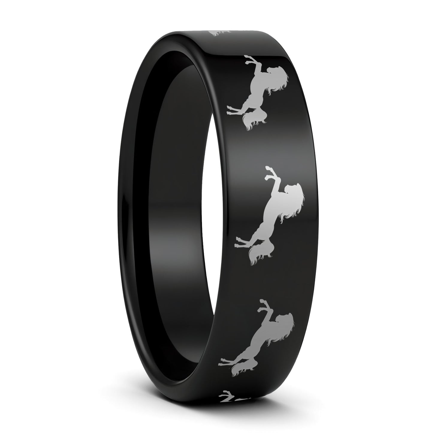 Rearing Horse Tungsten Men's Wedding Band