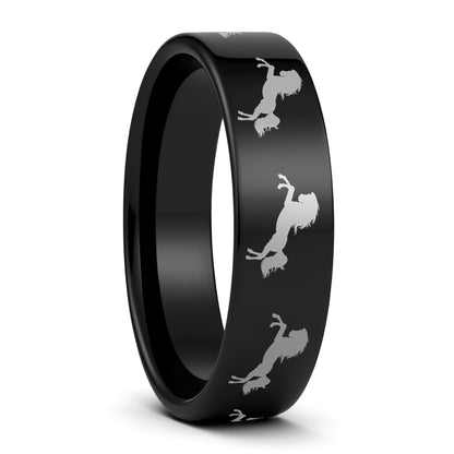 Rearing Horse Tungsten Men's Wedding Band