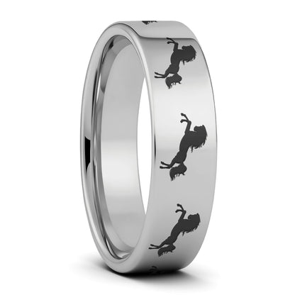 Rearing Horse Tungsten Men's Wedding Band