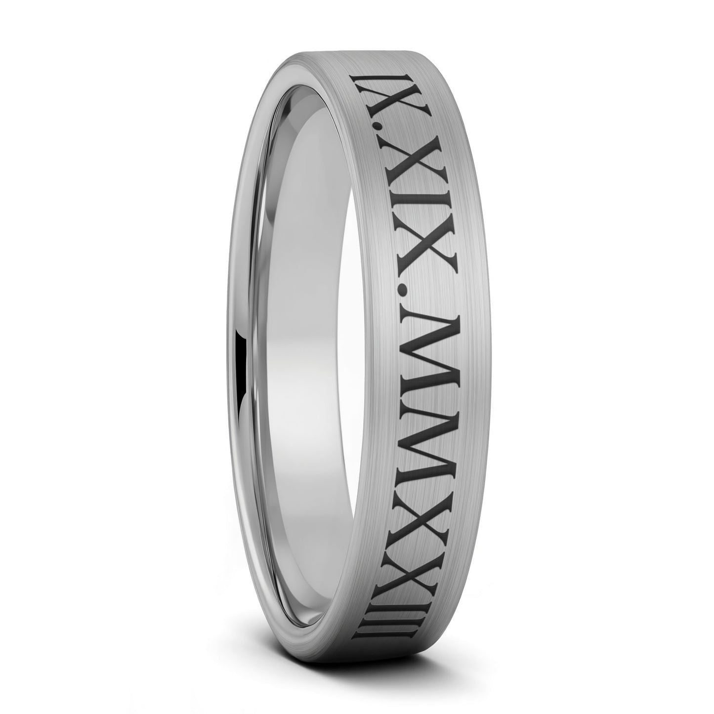 Custom Roman Numeral Tungsten Men's Wedding Band