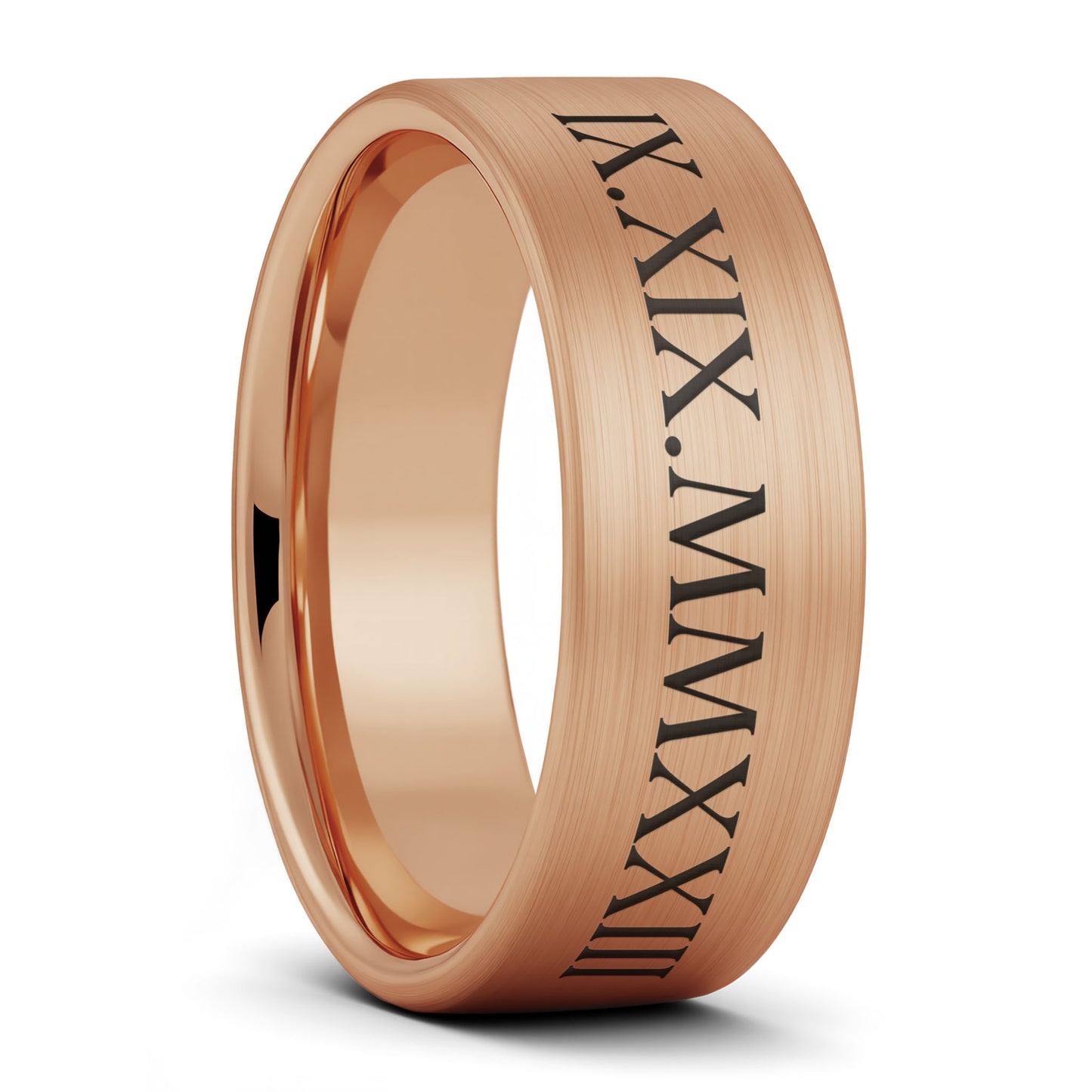 Custom Roman Numeral Tungsten Men's Wedding Band