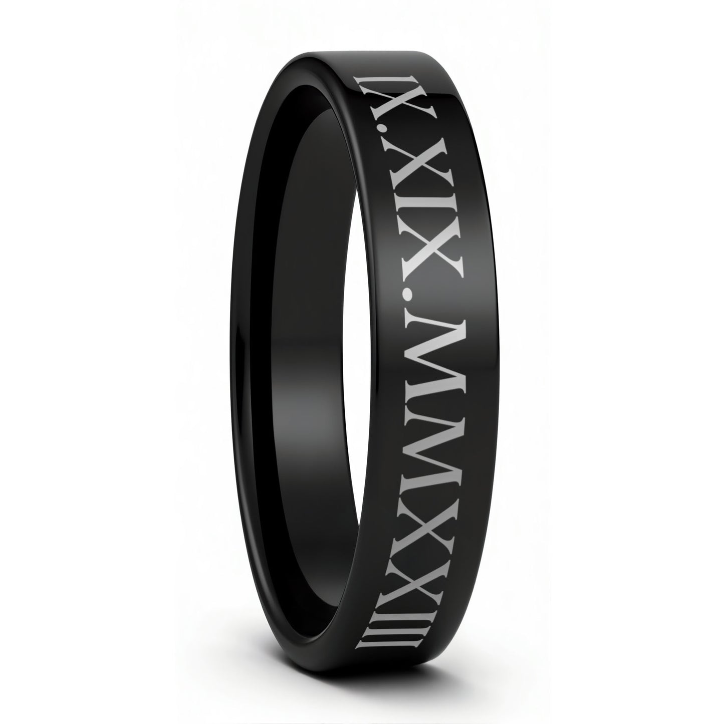 Custom Roman Numeral Tungsten Men's Wedding Band