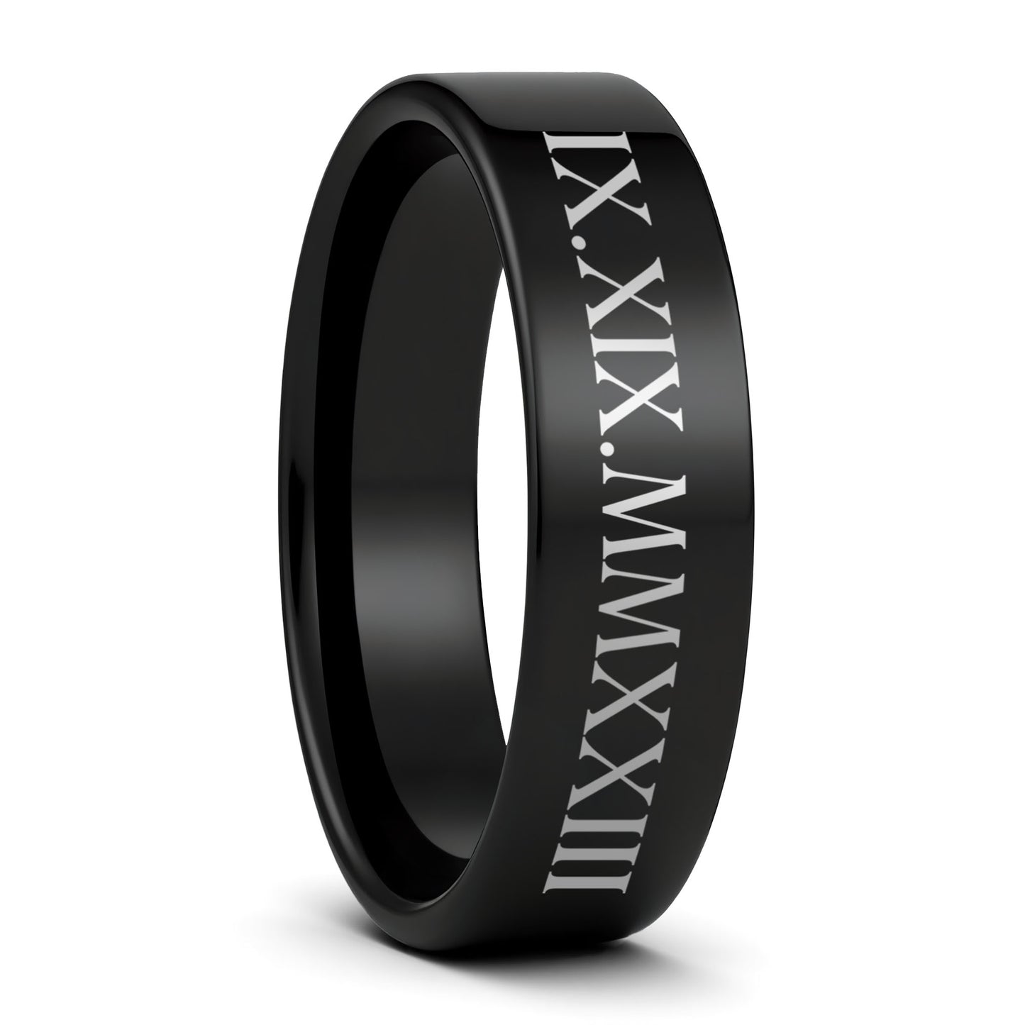 Custom Roman Numeral Tungsten Men's Wedding Band