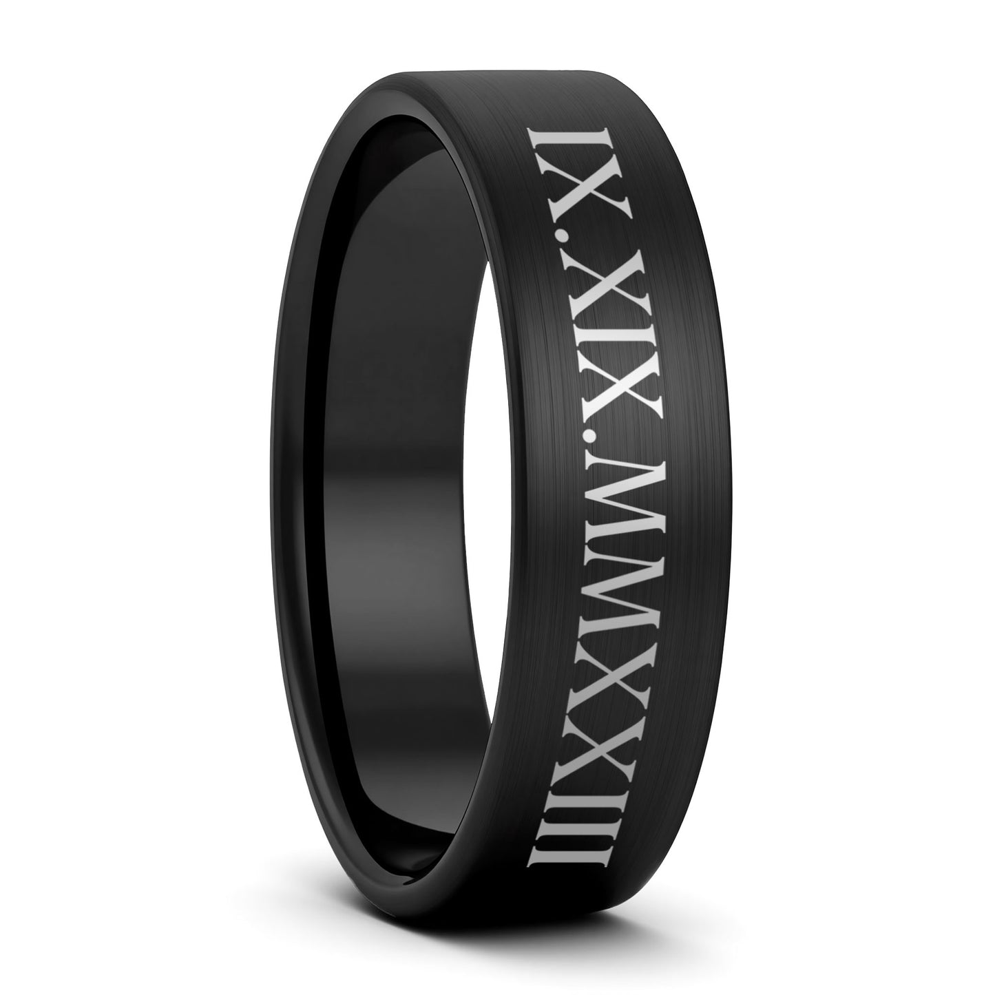 Custom Roman Numeral Tungsten Men's Wedding Band