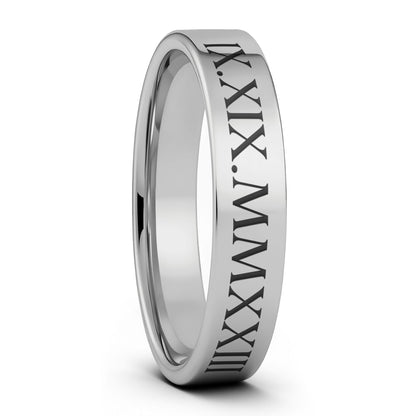 Custom Roman Numeral Tungsten Men's Wedding Band