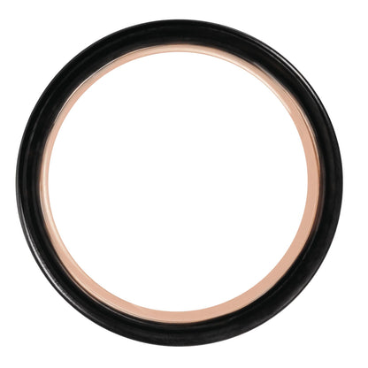 Rose Gold Asymmetrical Grooved Black Tungsten Men's Wedding Band
