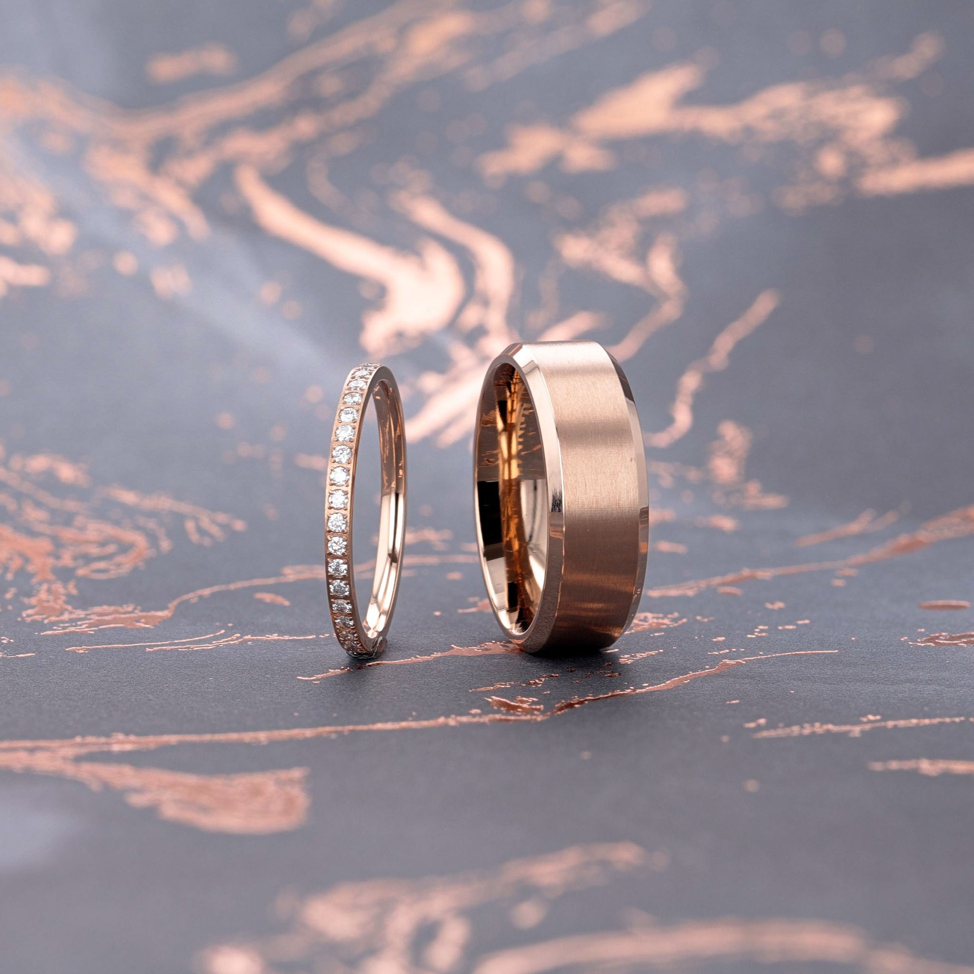 Diamond & Titanium Couple’s Ring Set | Vansweden Jewelers