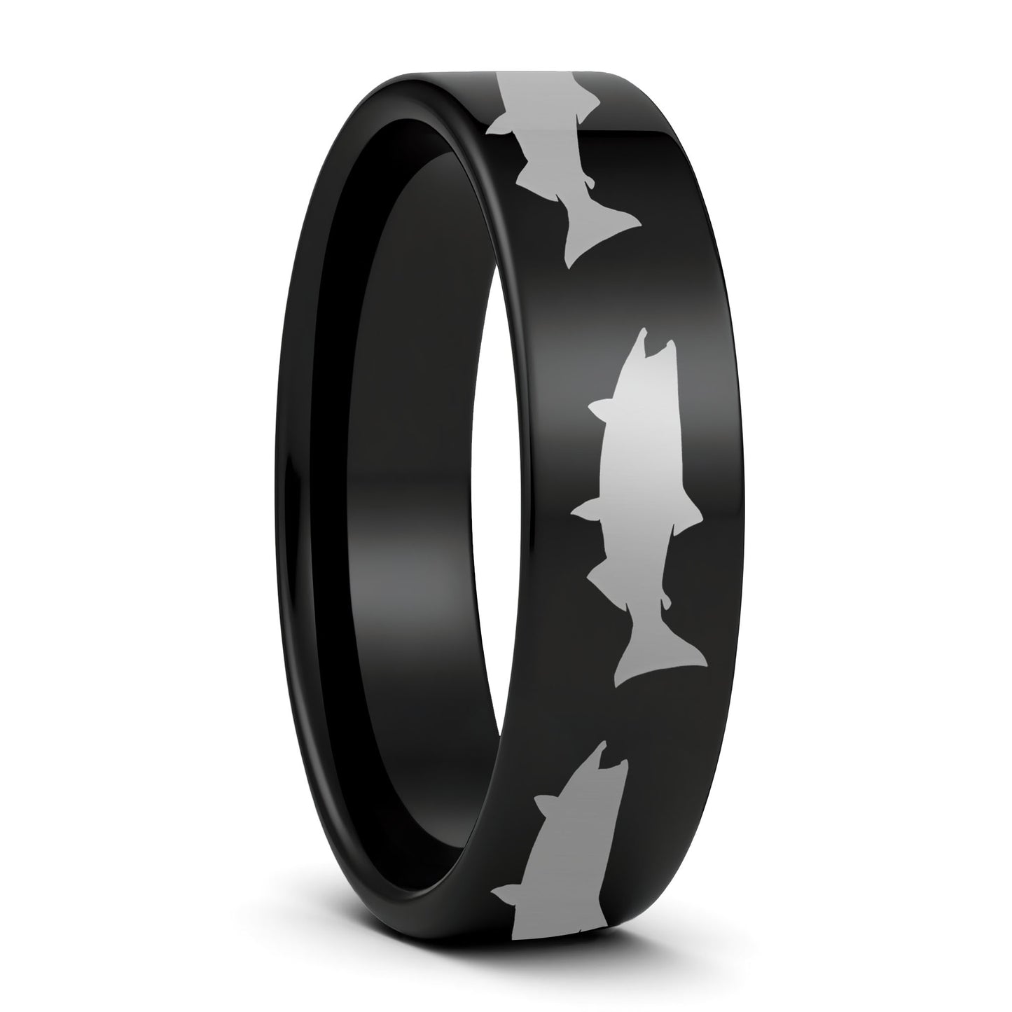 Salmon Fish Tungsten Men's Wedding Band