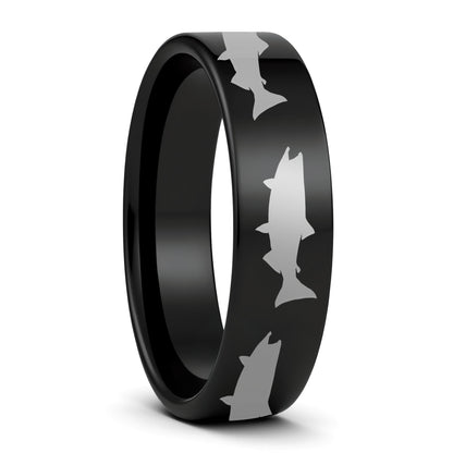Salmon Fish Tungsten Men's Wedding Band