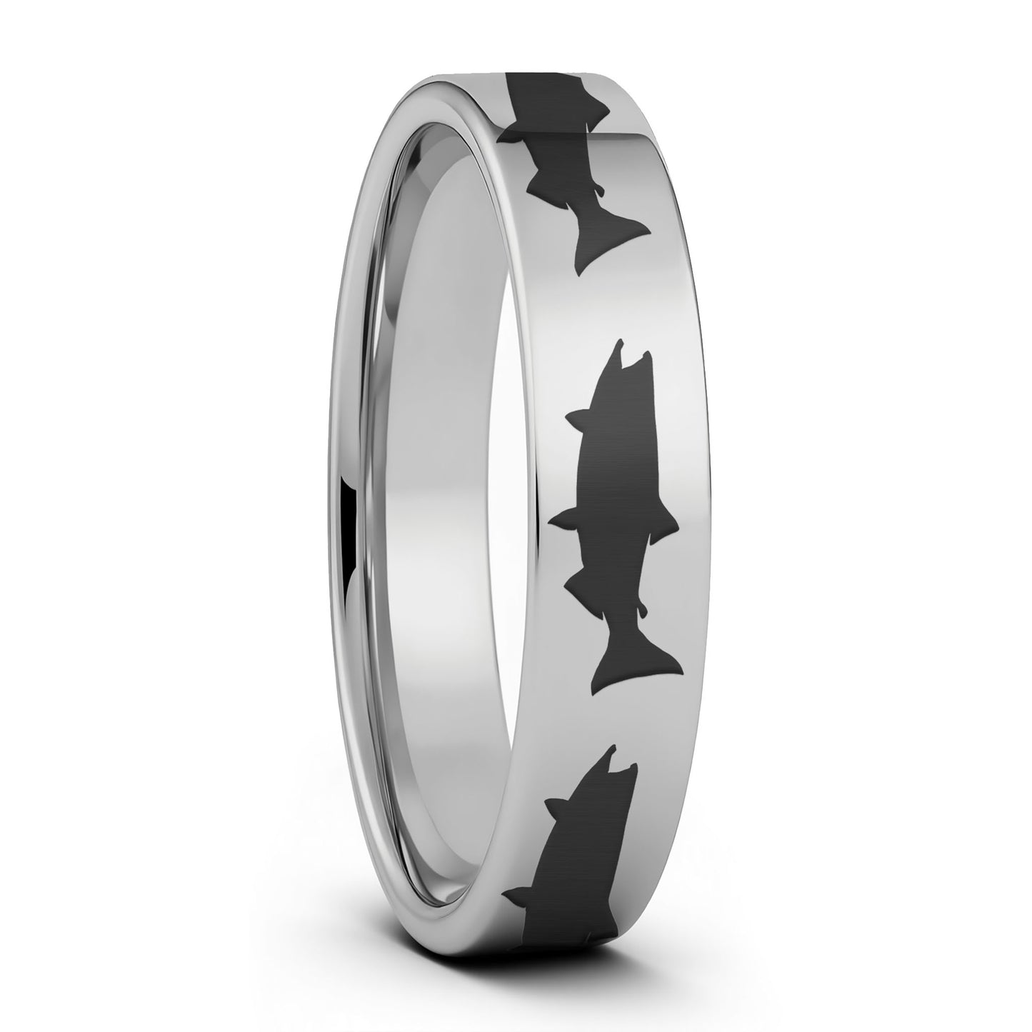 Salmon Fish Tungsten Men's Wedding Band
