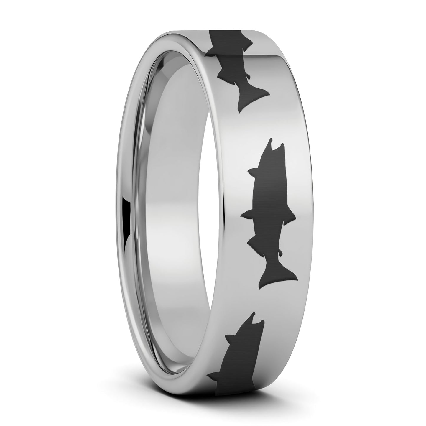 Salmon Fish Tungsten Men's Wedding Band