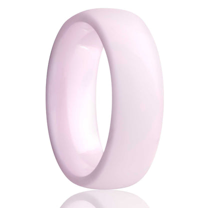 Sandblasted Finish Domed Pink Ceramic Wedding Band