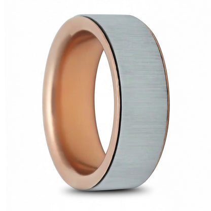 Satin Finish Cobalt & 14k Rose Gold Spinner Wedding Band