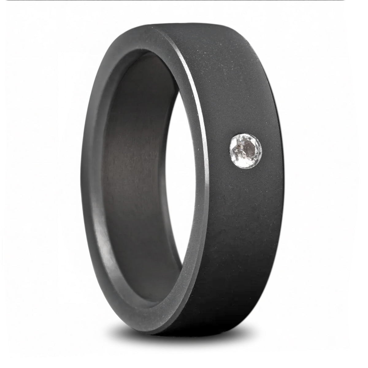 Eclipse Black Diamond Wedding Band with Lab Grown Diamond
