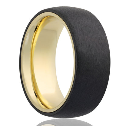 Satin Finish Zirconium Wedding Band with 14k Gold Sleeve