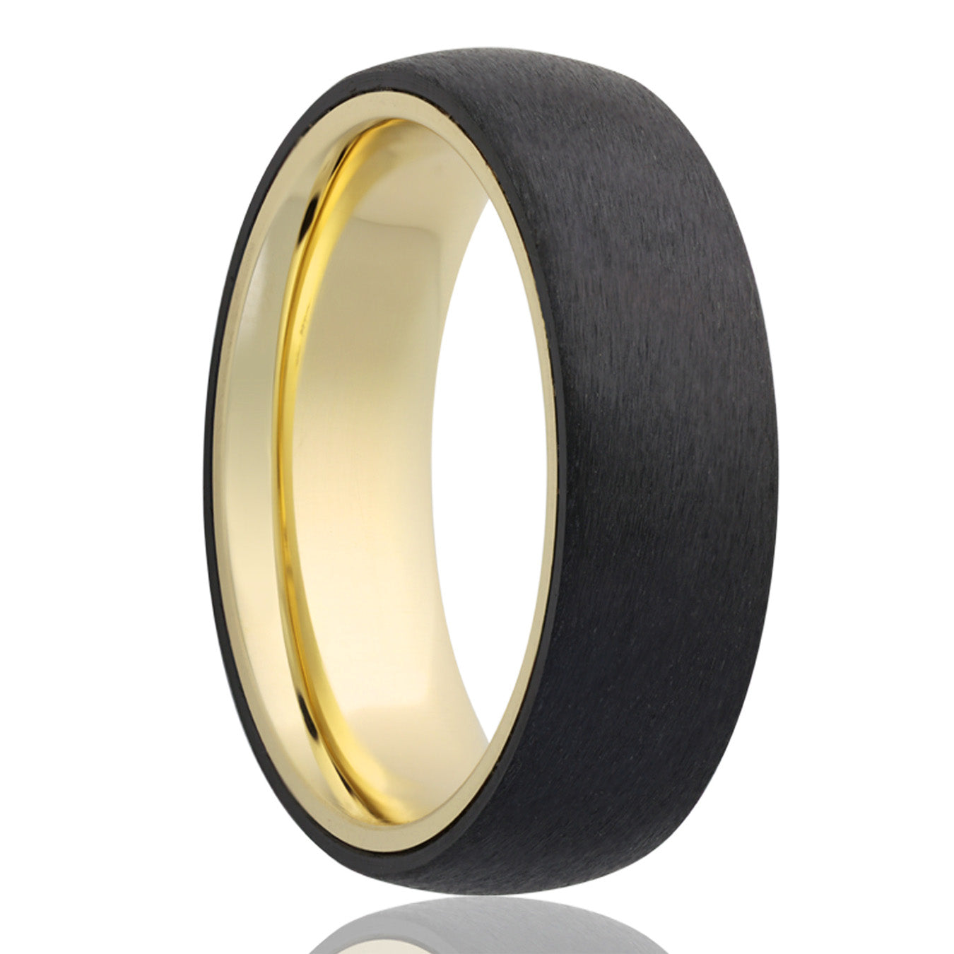 Satin Finish Zirconium Wedding Band with 14k Gold Sleeve