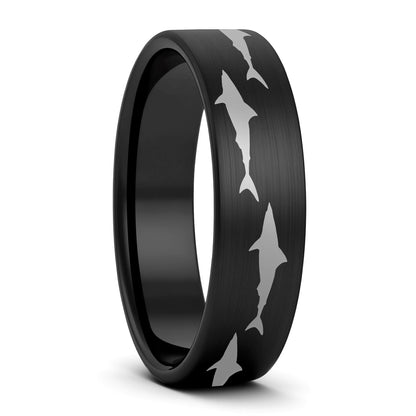 Shark Brushed Tungsten Men's Wedding Band
