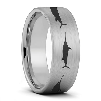 Shark Brushed Tungsten Men's Wedding Band