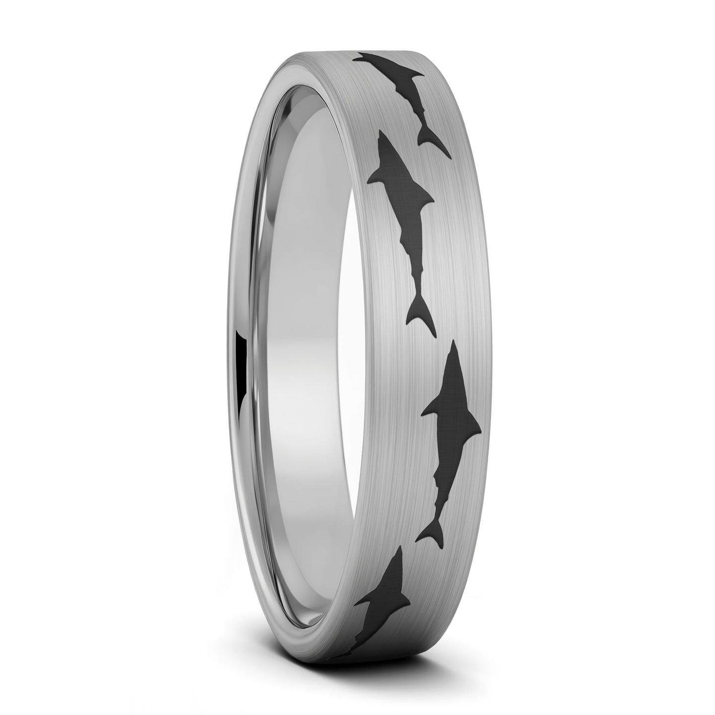Shark Brushed Tungsten Men's Wedding Band