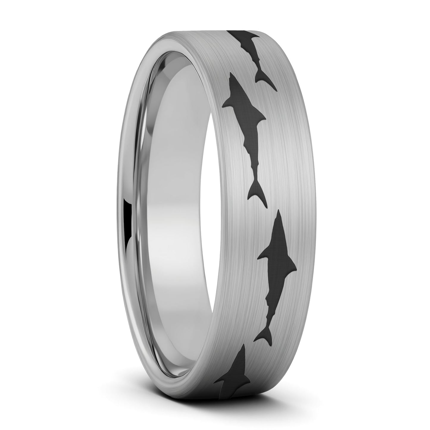 Shark Brushed Tungsten Men's Wedding Band