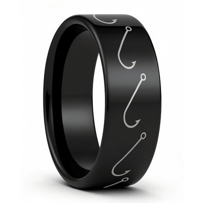 Simple Fishing Hook Tungsten Men's Wedding Band