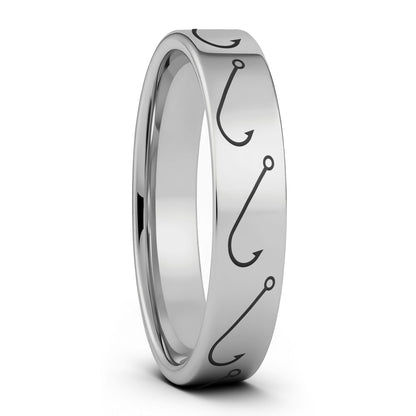 Simple Fishing Hook Tungsten Men's Wedding Band
