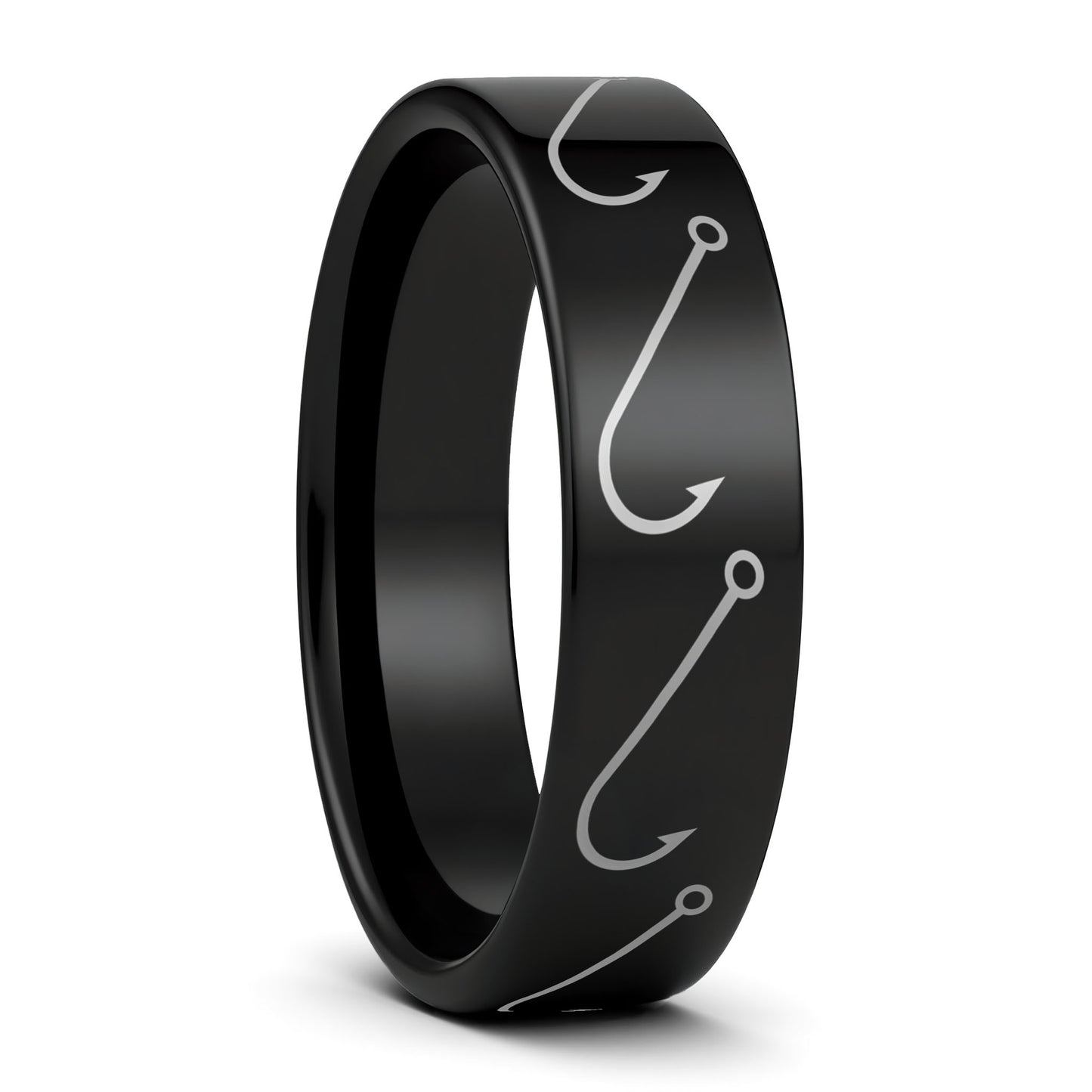 Simple Fishing Hook Tungsten Men's Wedding Band