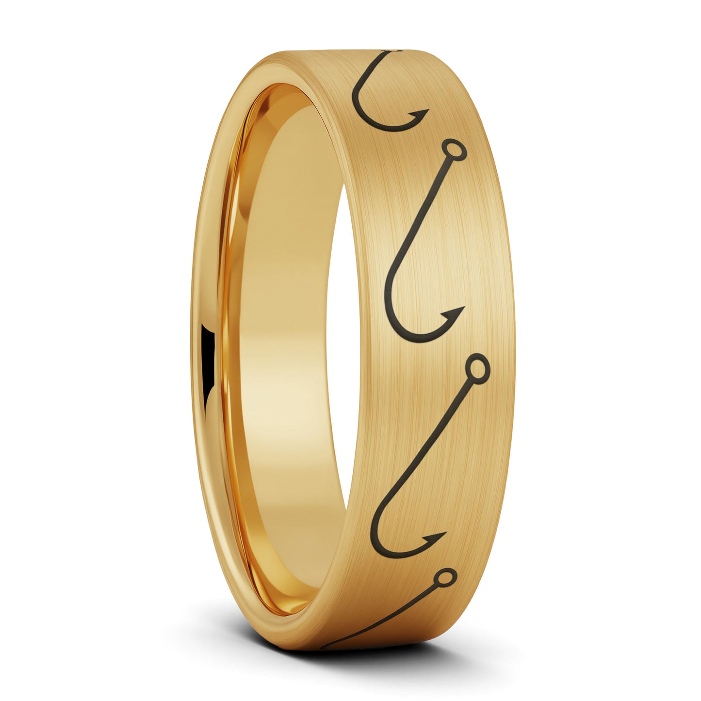 Simple Fishing Hook Brushed Tungsten Women's Wedding Band