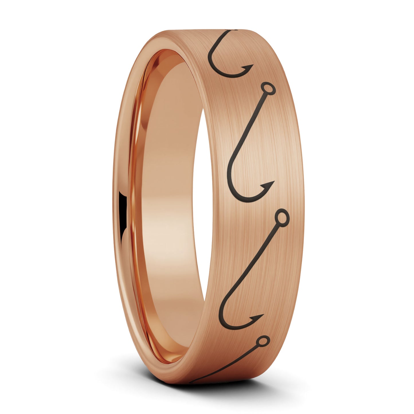 Simple Fishing Hook Brushed Tungsten Women's Wedding Band