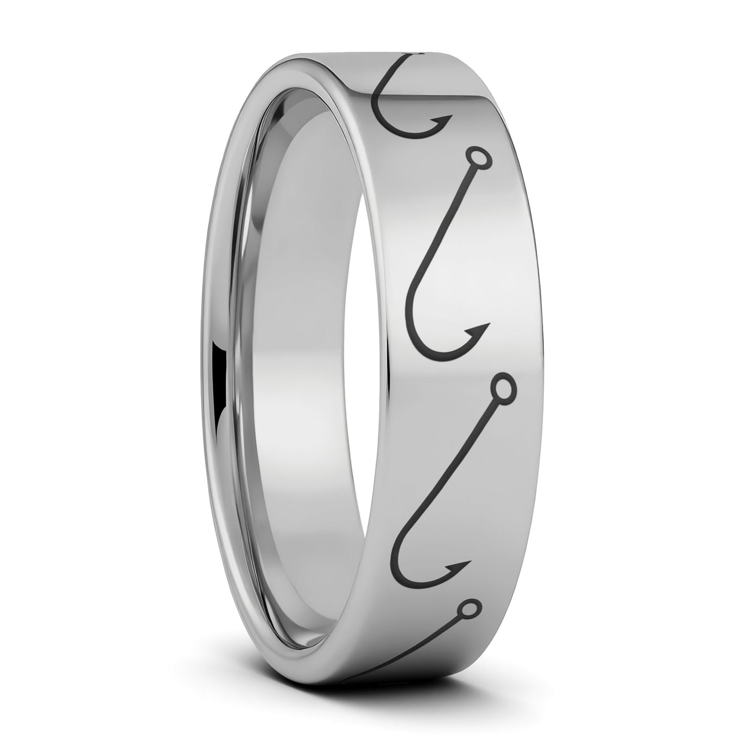 Simple Fishing Hook Tungsten Men's Wedding Band