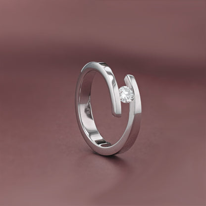 Spiral Tension-Set Lab-Created Diamond Titanium Women's Wedding Band